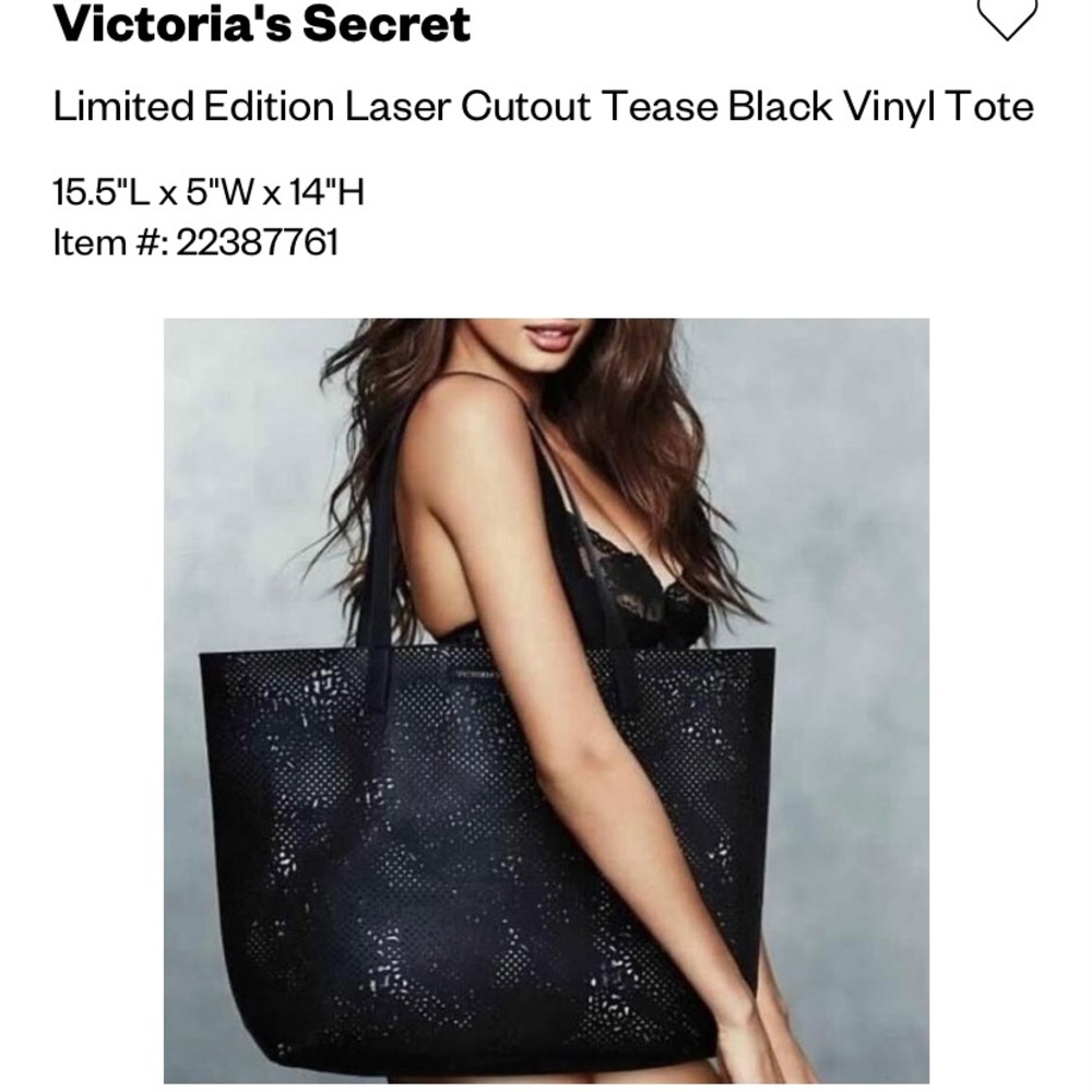 NWT Victoria’s Secret laser cutout black  tote